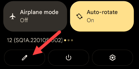 Кнопка для редактирования быстрых настроек, значок карандаша.