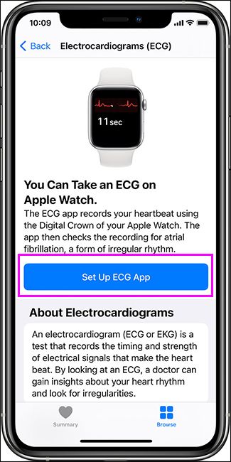 Скриншот: как включить приложение ЭКГ