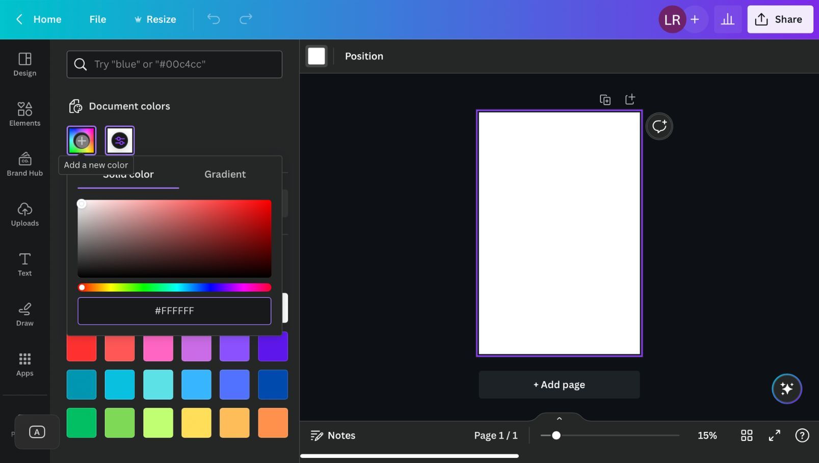 Процесс создания обложки в Canva: смена цвета фона