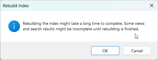 Подтвердить перестройку индекса