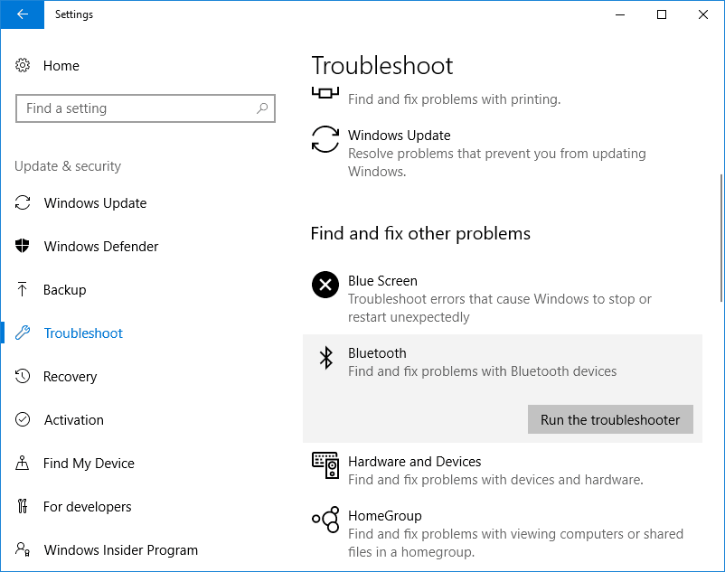 средство устранения неполадок аппаратного обеспечения Windows