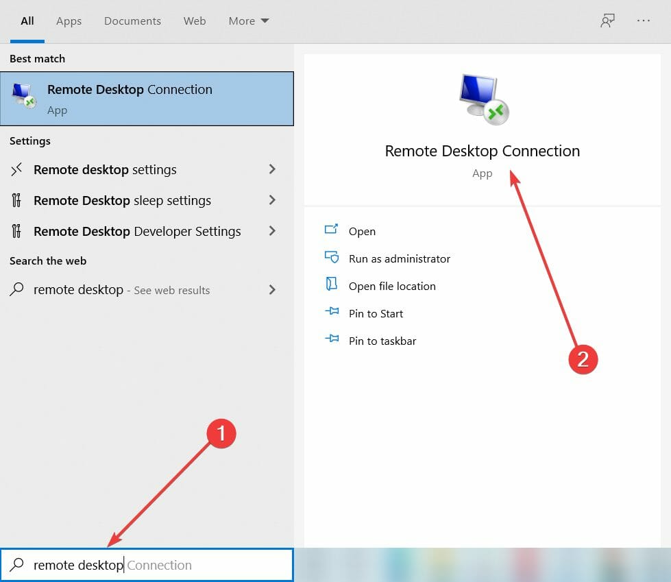 Доступ к Remote Desktop Connection