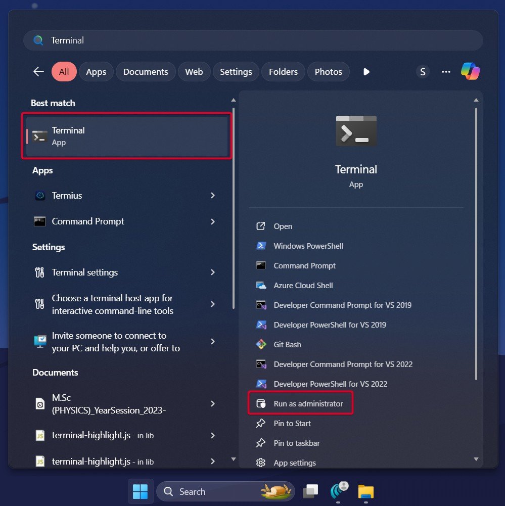 Open Terminal as Admin