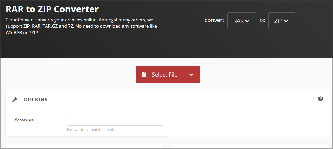 Кнопка выбора файла в Cloudconvert