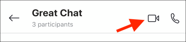 Кнопка видеовызова в групповом чате на мобильном