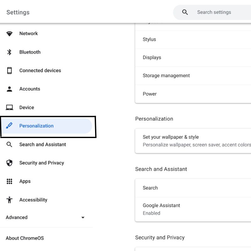 настройки персонализации