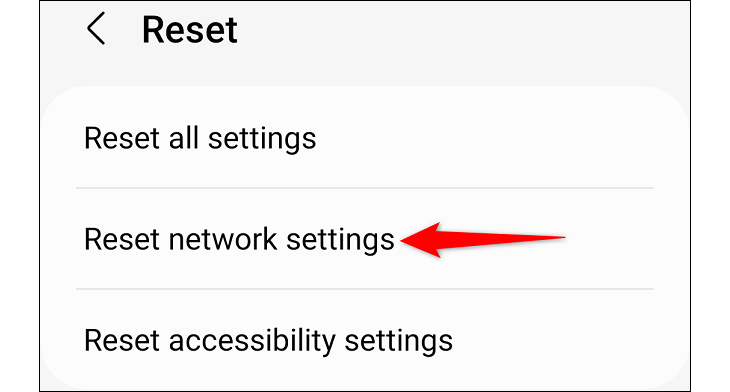 Выберите «Сброс сетевых настроек»