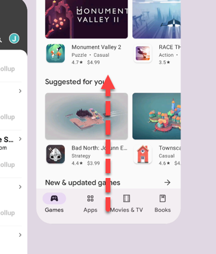 Свайп вверх по карточке приложения для закрытия