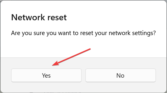 Подтвердить сброс сети