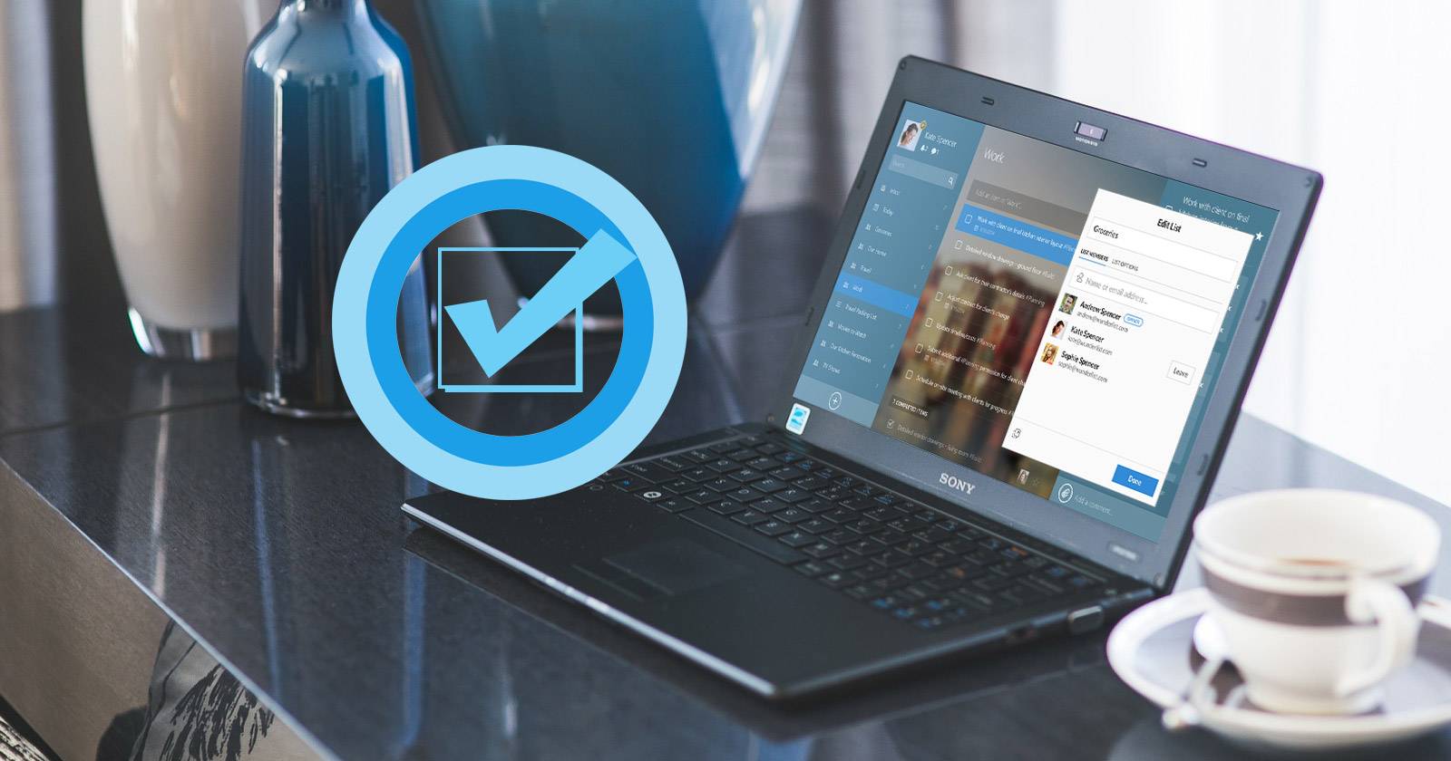 Cortana: список дел на фоне интерфейса Windows