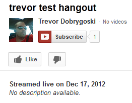 YouTube 채널에 업로드된 Hangout 녹화 비디오 미리보기