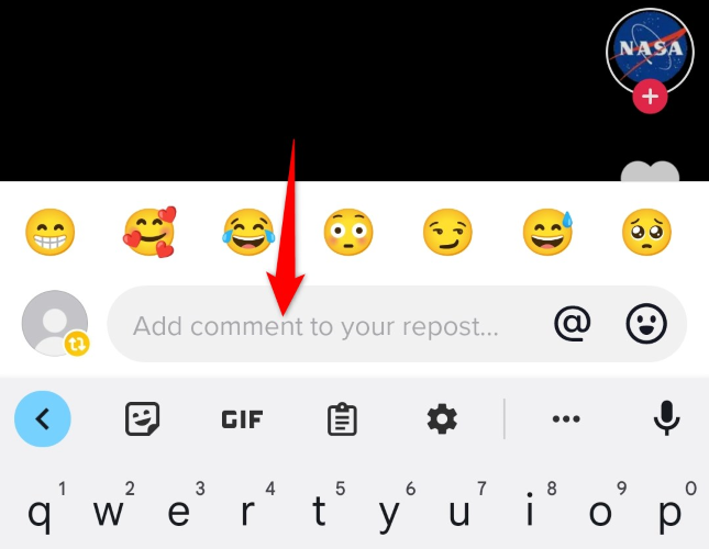 Поле для ввода комментария; нажмите Enter.