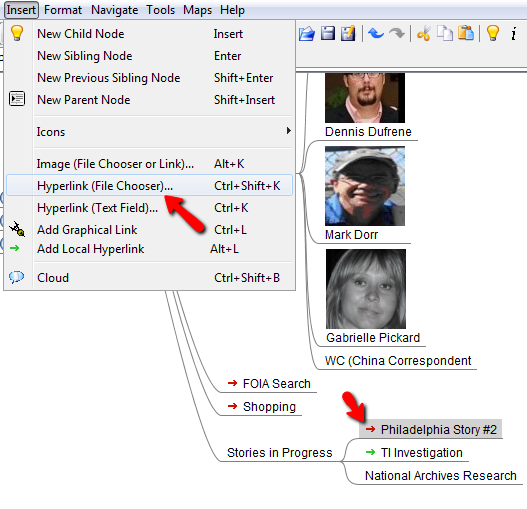 Узел с ссылкой на локальный файл проекта; красная стрелка указывает файл