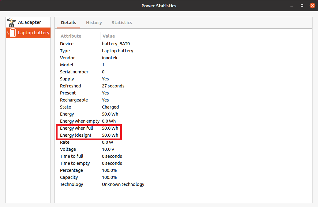 gnome power statistics в Ubuntu