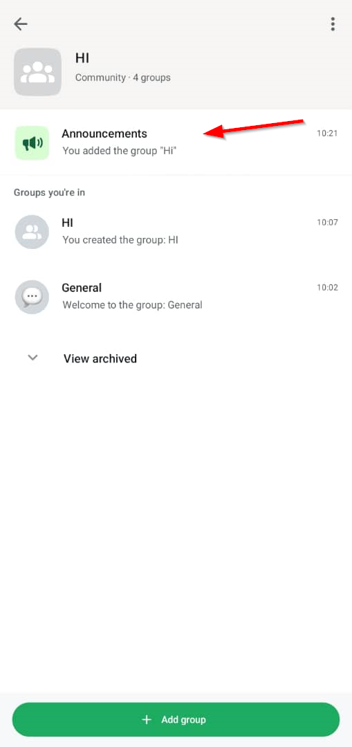 Группа объявлений в сообществе