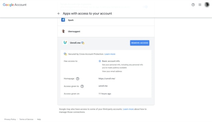 how to unsubscribe from emails - inbox decluttering done right - revoke access to unroll.me 3