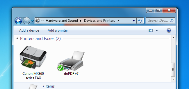Скриншот: ноутбук офлайн, стандартный принтер — doPDF