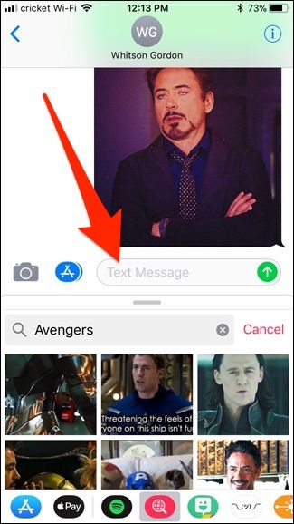 Нормальный вид чата iMessage после отправки GIF