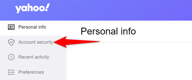 Выберите «Защита аккаунта» на сайте Yahoo.