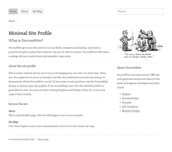 Успешная установка ProcessWire — страница сайта