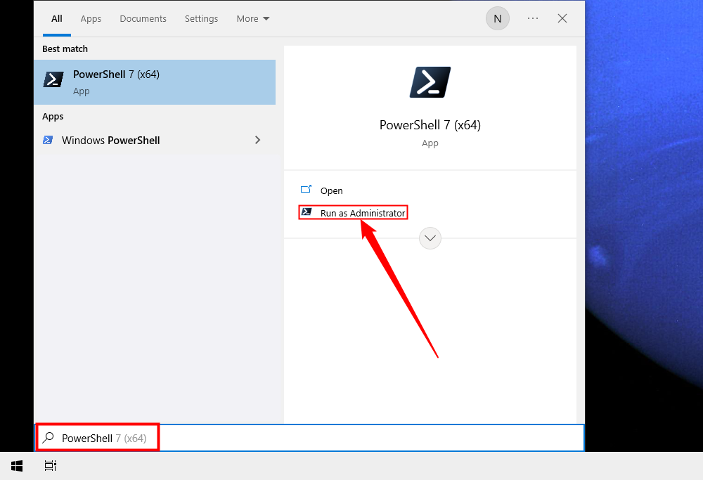 Запуск PowerShell от имени администратора в Windows 10