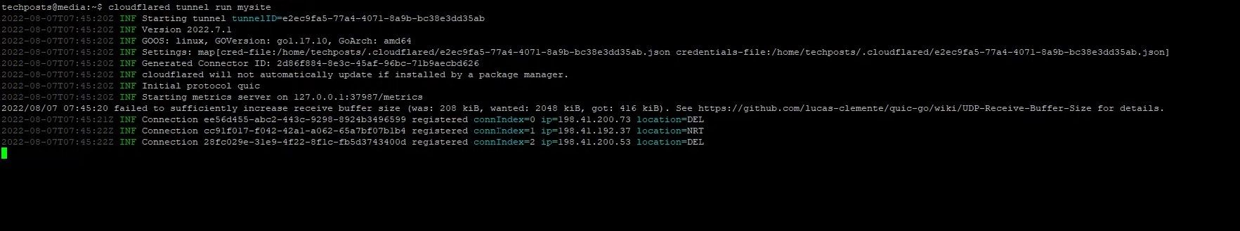Запуск Cloudflared туннеля