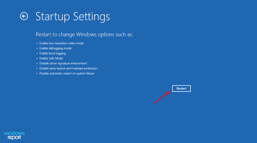 Кнопка Перезагрузить для выбора режима загрузки