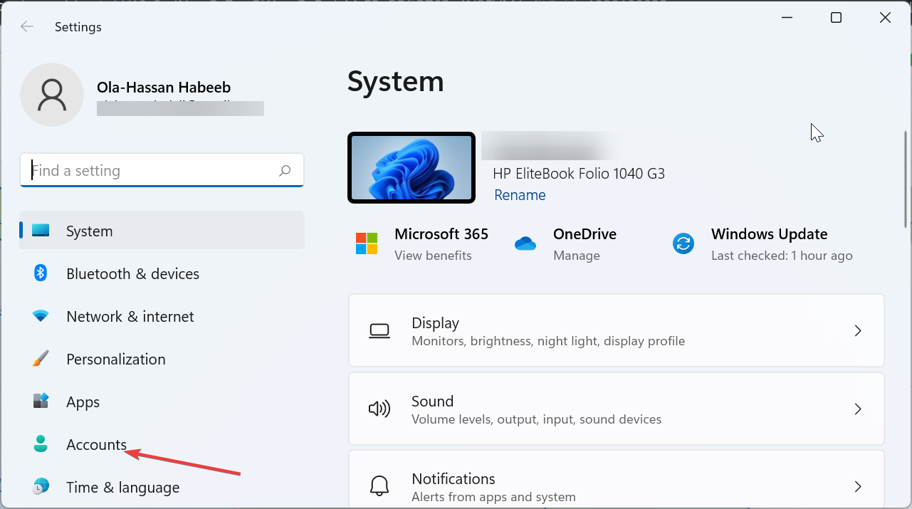 Окно «Учетные записи» — ошибка 80090016