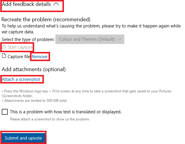 Интерфейс захвата действий и логов в Feedback Hub