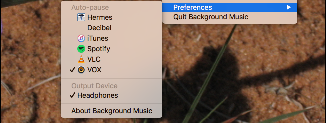 предпочитаемый плеер в настройках Background Music