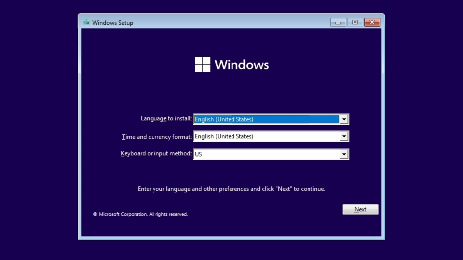 Экран установки Windows с опциями восстановления