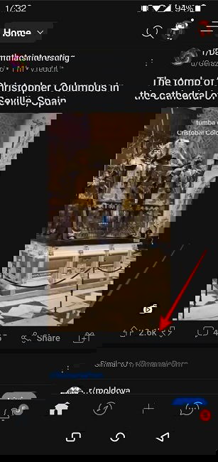 Кнопка «Share» в Reddit для копирования ссылки