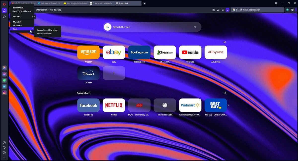 Параметры управления Tab Islands