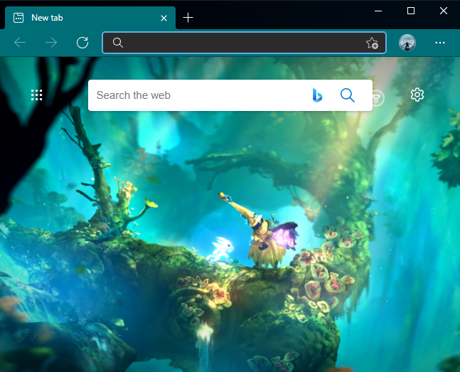 Интерфейс Edge с применённой темой