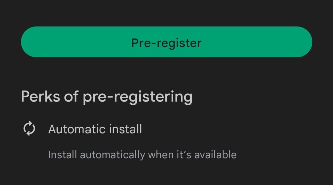Кнопка предрегистрации и опция автоматической установки приложения