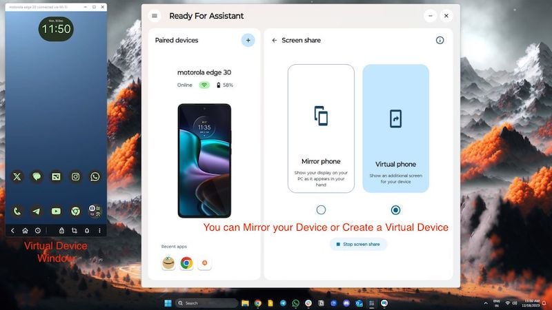 Изображение: Зеркалирование экрана телефона на ПК через Ready For