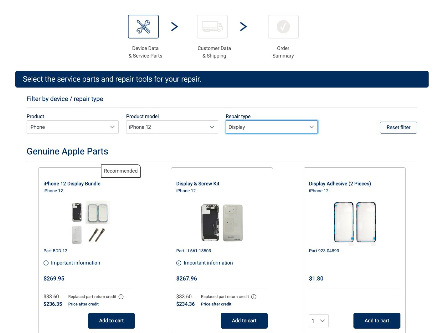 Apple parts site