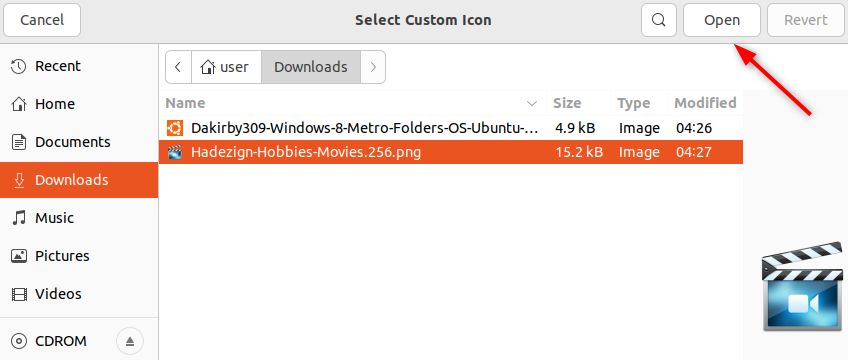 Диалог выбора файла для установки нового значка папки.
