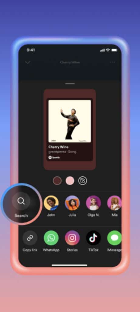 Spotify内でユーザーを検索する画面のスクリーンショット