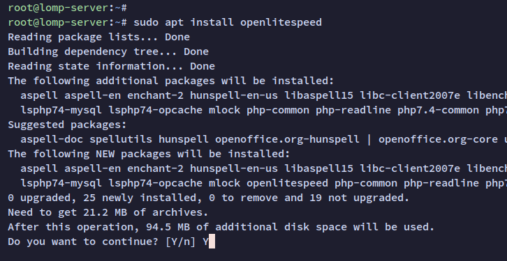 Установка OpenLiteSpeed через apt