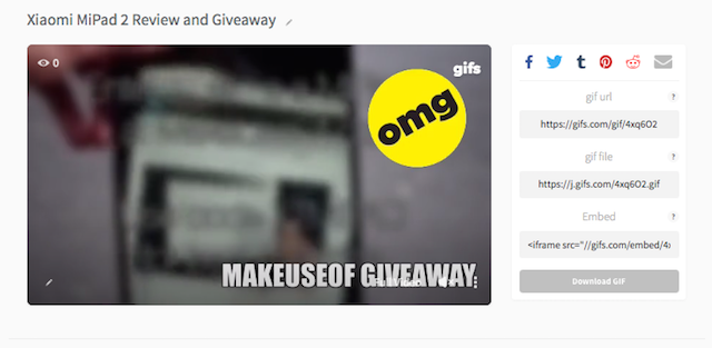 Параметры публикации и встраивания GIF