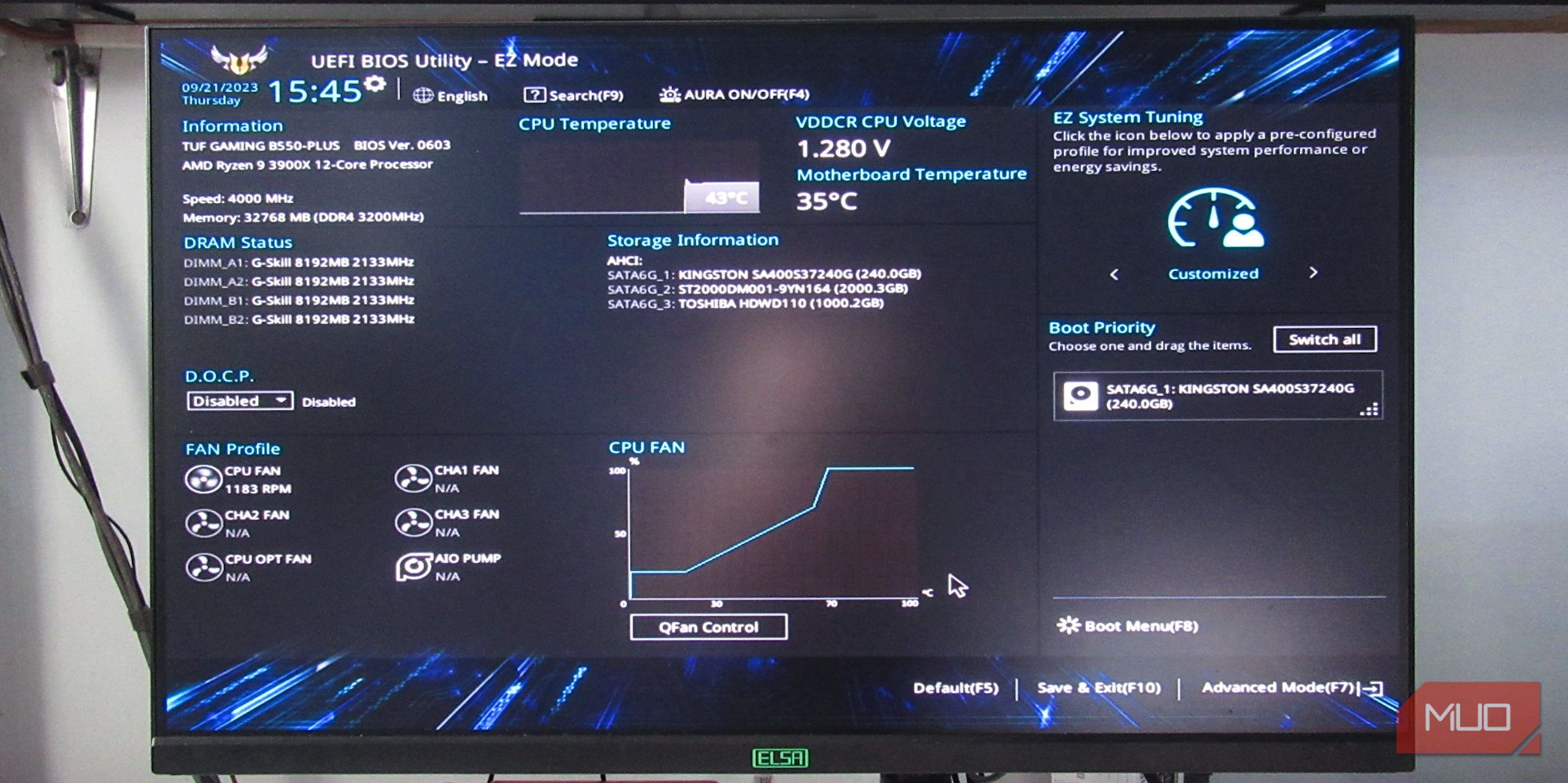 DOCP отключён в EzMode BIOS