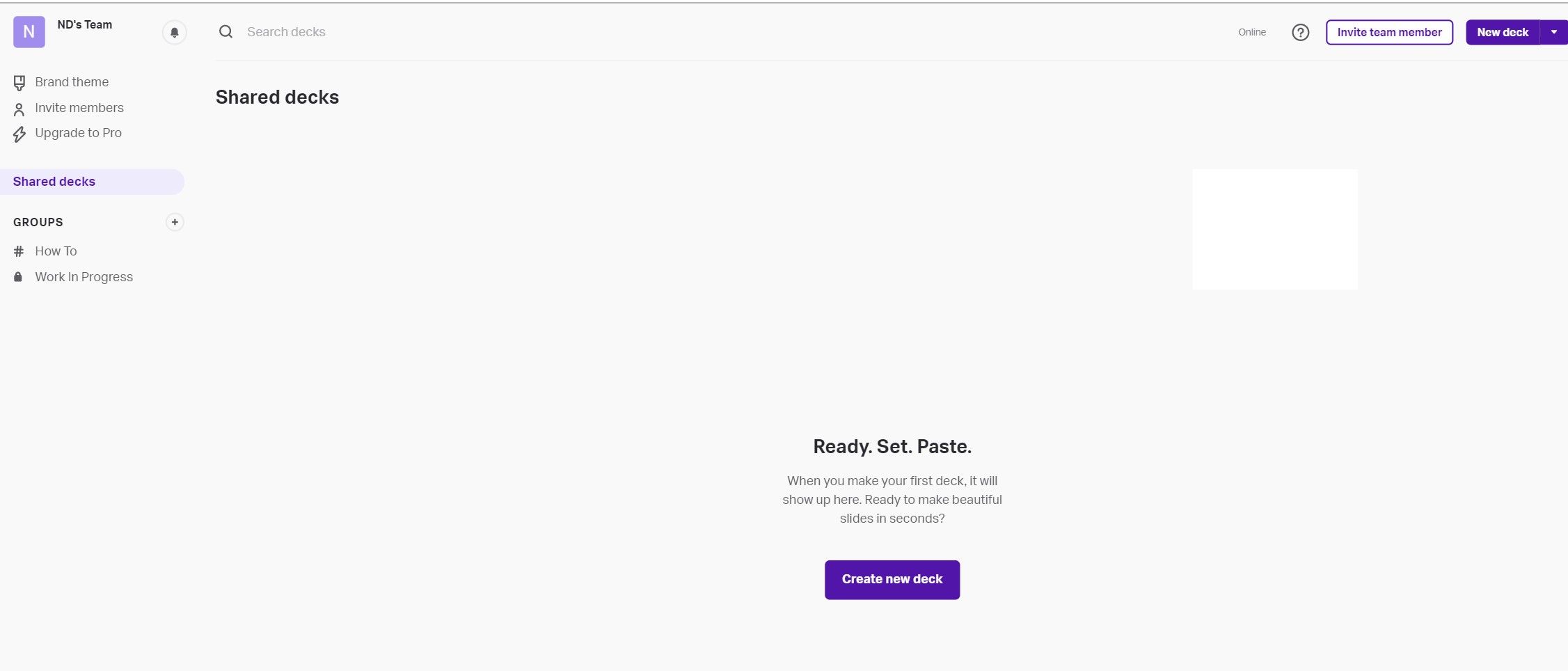 Основной макет Paste с левой панелью навигации и рабочей областью