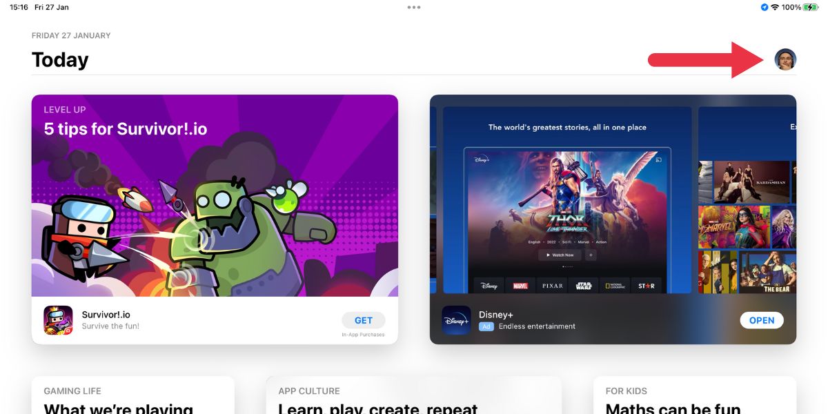 Профиль пользователя в App Store на iPhone