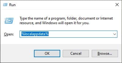 Cartella appdata locale con sottocartella Microsoft evidenziata