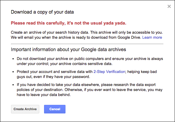 Предупреждение перед созданием архива — советы по безопасности