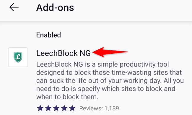 Выбор расширения LeechBlock NG