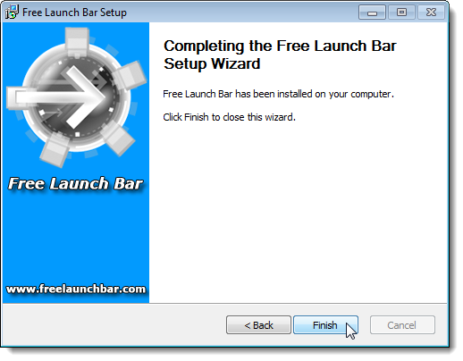 Завершение мастера установки Free Launch Bar
