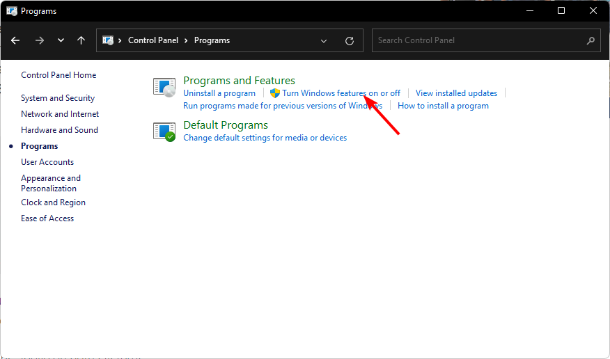 Окно 'Включение или отключение компонентов Windows'