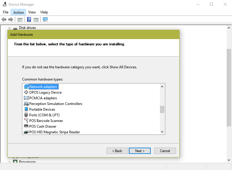 Выбор категории оборудования